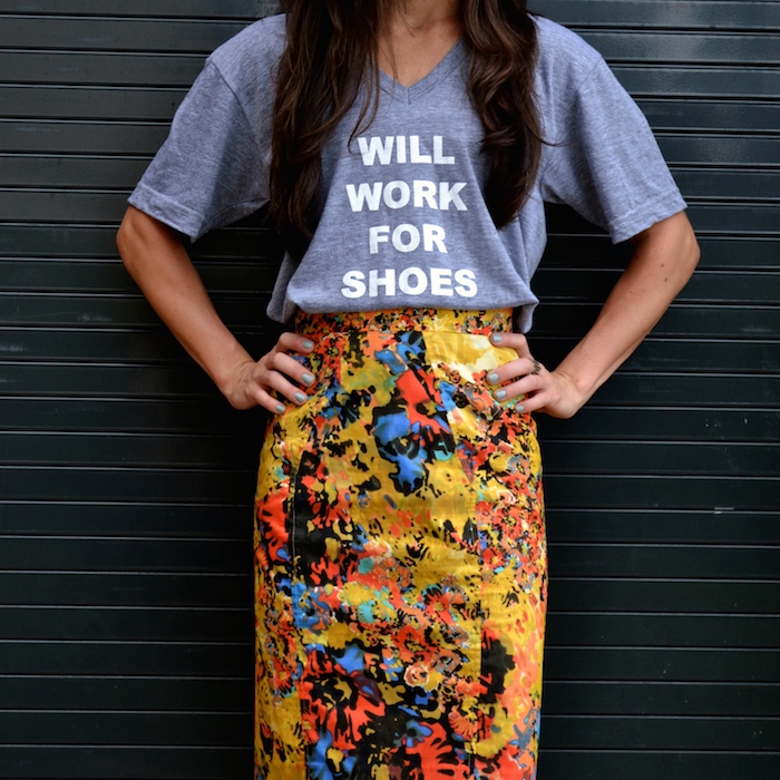 Will Work For Shoes tee available exclusively at Arco Avenue! // THE HIVE + www.arcoavenue.com